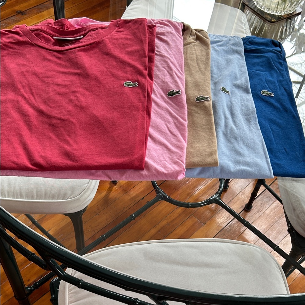 Lacoste Men's Short Sleeve T-Shirts - Red, Pink, Tan, Light Blue, Dark Blue